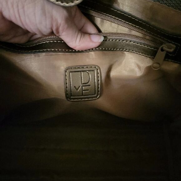 DVF Diane Von Furstenberg Tote Bag Olive Green and Brown - Picture 3 of 14